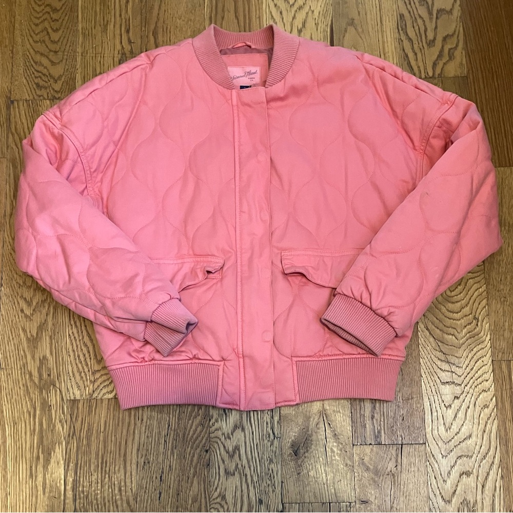 Universal Thread Goods Co. Bomber Jacket Women's Pink Quilted Twill Size S Small